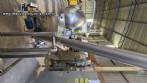 Rosca transportadora helicoidal inclinada com silo em inox