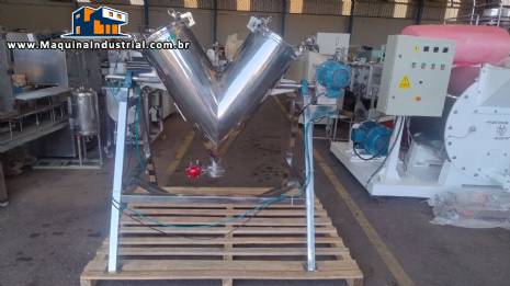 Misturador em V para p�s e granulados 100 litros em a�o inox